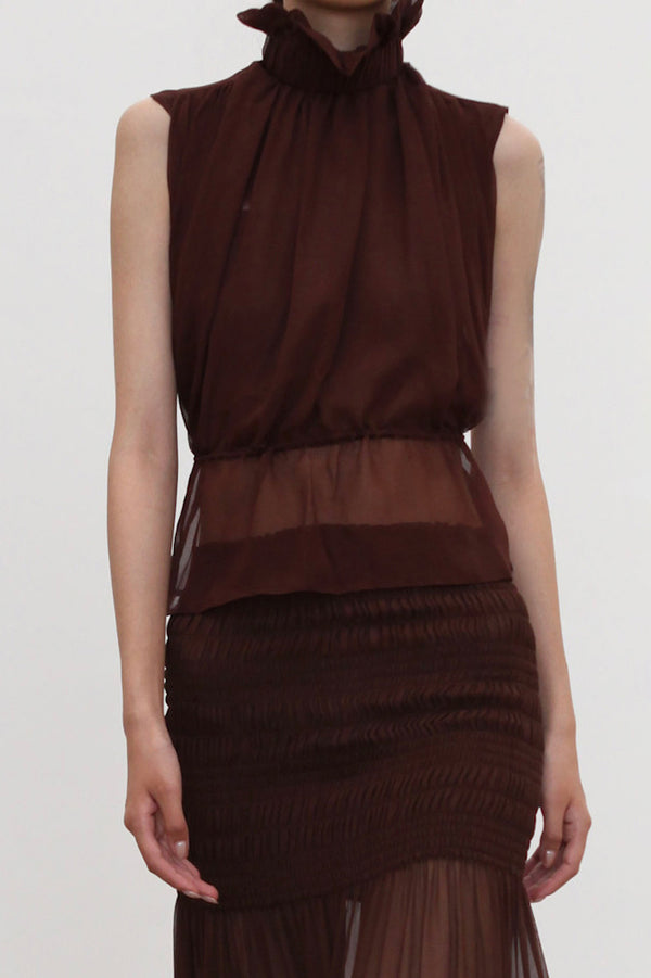 OUDE WAAG High-Neck Shirred Halter Vest OW-OW-25SS-TP02-JZ (PU790 Crimson Purple) (OW-25SS-TP02 OW-25PF-TP03)